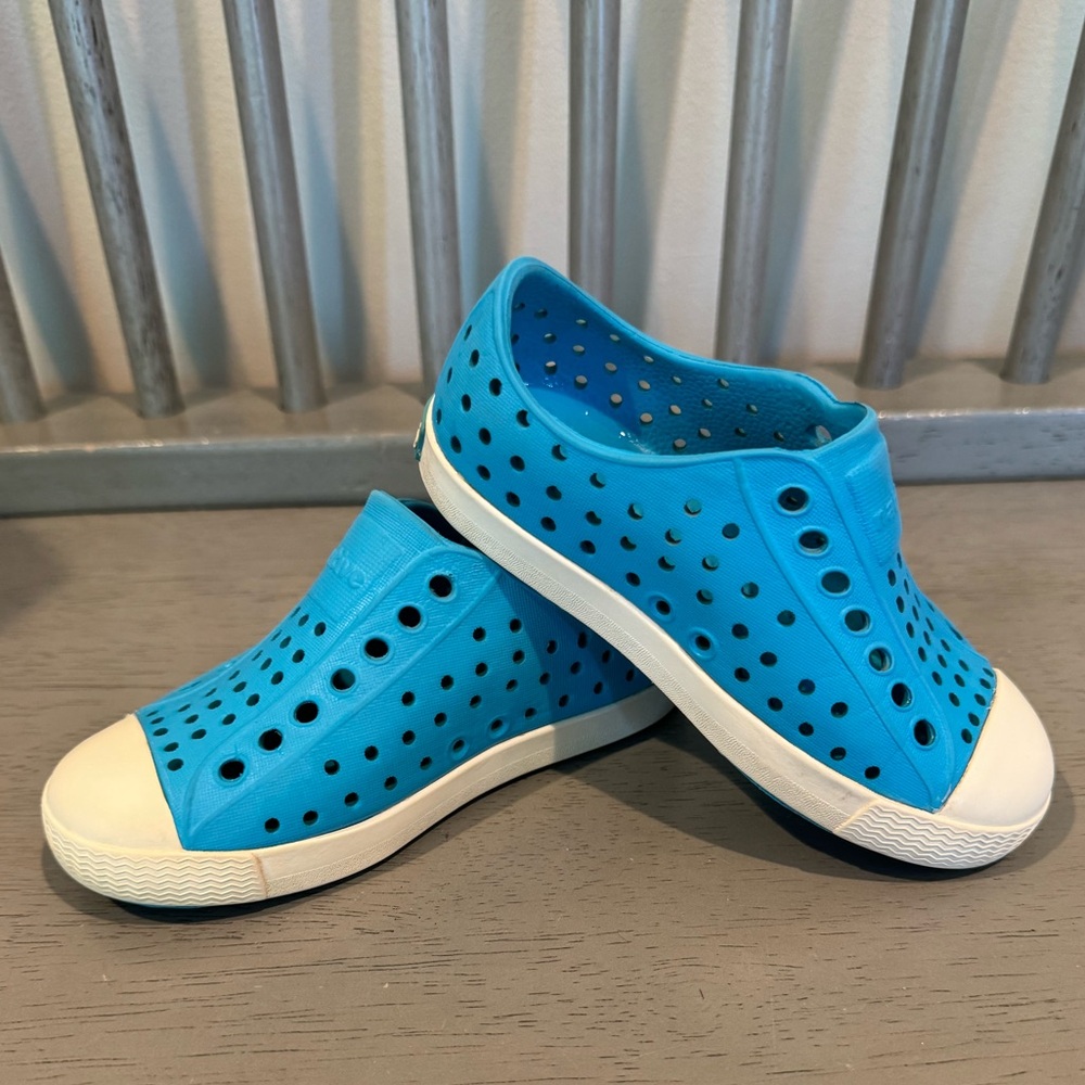 Native Shoes Kids Blue and White Slip-On